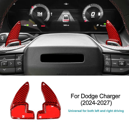 Sticker For Dodge Charger 2024 2025 2026 2027 Car Steering Wheel Paddle Shifter Real Hard Dry Carbon Fiber Interior Accessories