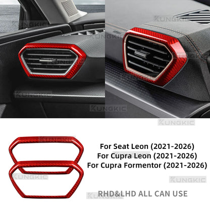 Hard Carbon Fiber Center Console Side Air Vent Frame Trim Cover For Seat Leon/Cupra Leon/Formentor 2021 2022 2023 2024 2025 2026 - detail view 8