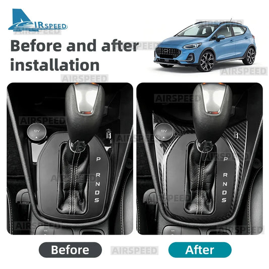 Hard Dry Carbon Fiber Gear Shift Panel Frame Cover Sticker For Ford Fiesta 2018-2023 RHD Car Interior Accessories - product view