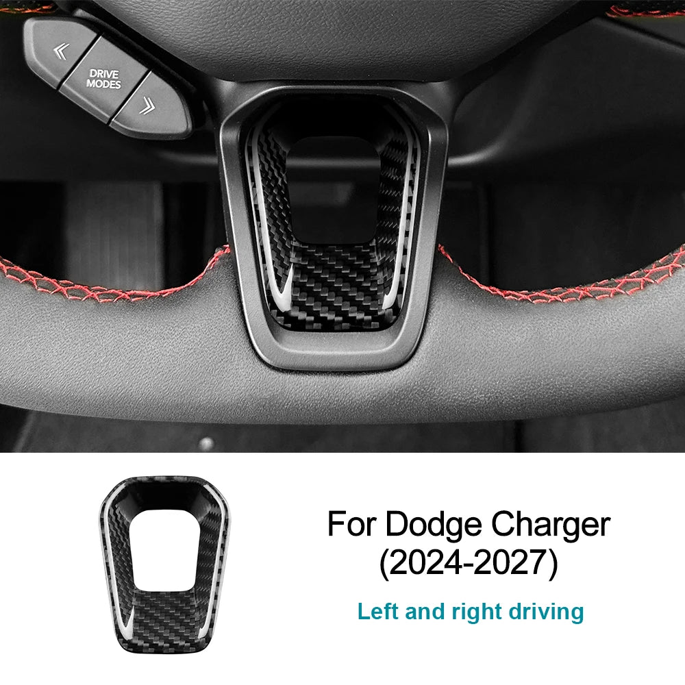 Sticker For Dodge Charger 2024 2025 2026 2027 Car Steering Wheel Paddle Shifter Real Hard Dry Carbon Fiber Interior Accessories