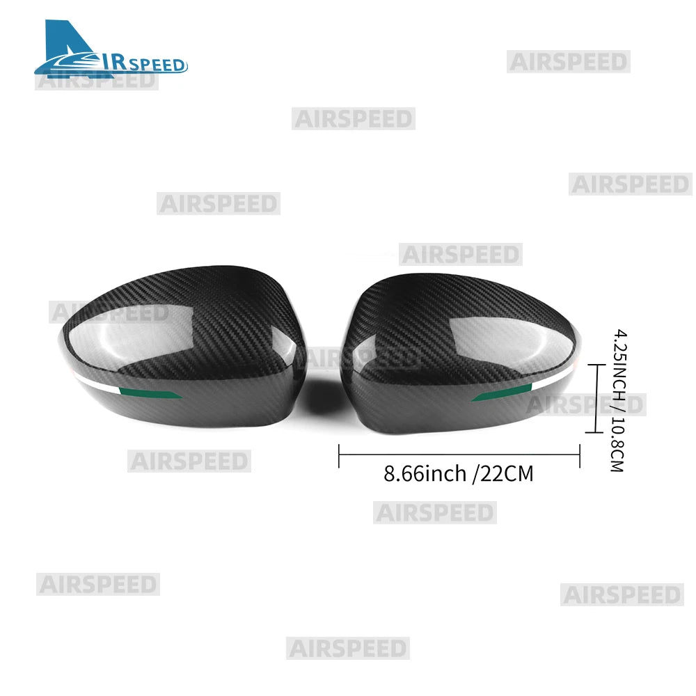 Real Hard Dry Carbon Fiber Cover For Abarth 595 695 595C 695C 2012-2024 Fiat 500 2008-2024 Car Rearview Mirror Cap With Tricolor - detail view 6