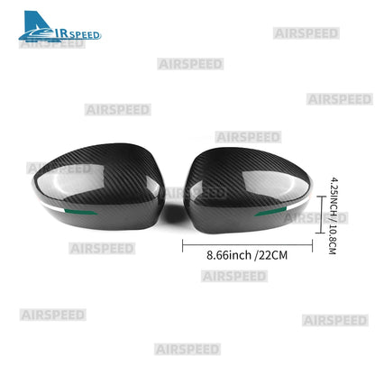 Real Hard Dry Carbon Fiber Cover For Abarth 595 695 595C 695C 2012-2024 Fiat 500 2008-2024 Car Rearview Mirror Cap With Tricolor - detail view 6