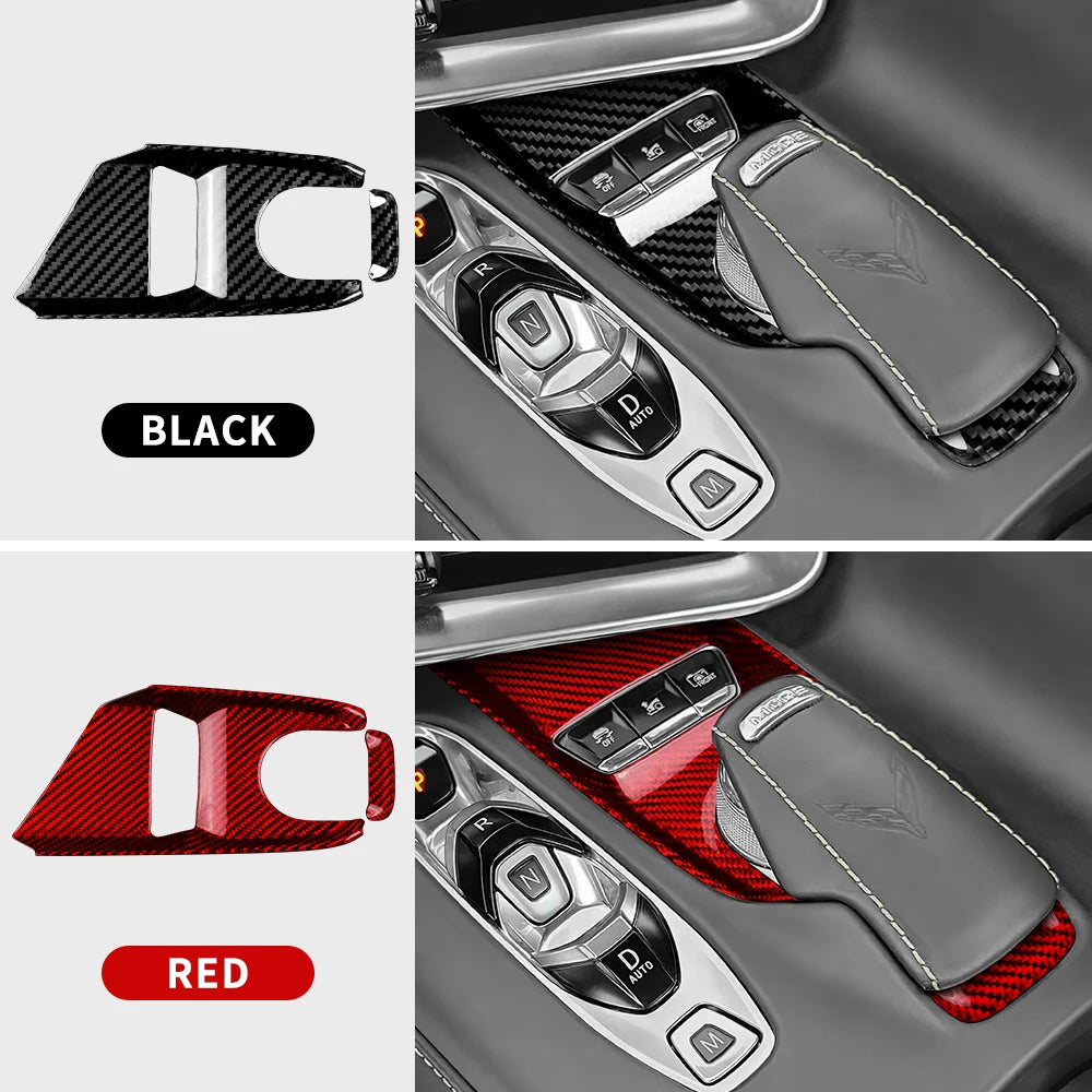 Real Hard Carbon Fiber For Chevrolet Corvette C8 2020 2021 2022 2023 Car Console Gear Shift Button Sticker Accessories