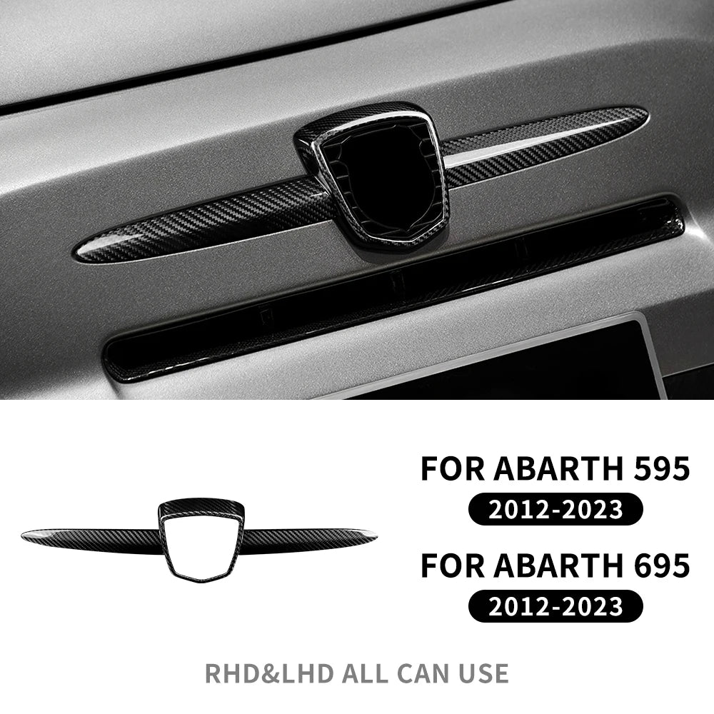 Black Forged Carbon Fiber Front Emblem Frame Trim for 2012–2024 Abarth 595 & 695