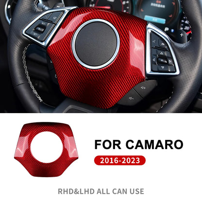 Real Dry Carbon Fiber Sticker For Chevrolet Camaro 2016 2017 2018 2019 2020 2021 2022 2023 Car Steering Wheel Center Cover