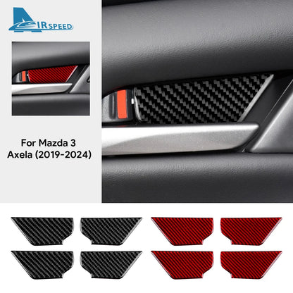 Real Soft Carbon Fiber Sticker For Mazda 3 2019-2025/CX-30 2020-2025 LHD RHD Car Inner Door Bowl Panel Interior Trim Accessories