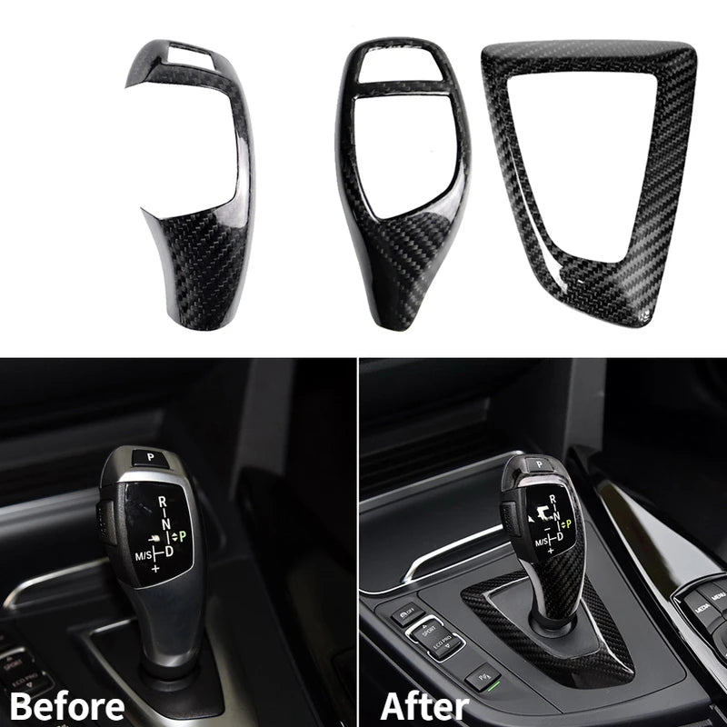 Real Carbon Fiber for BMW F30 F10 F15 F07 F20 F21 F22 F32 F34 F35 5GT Car Gear Shift Panel Frame Gear Knob Cover Head Trim
