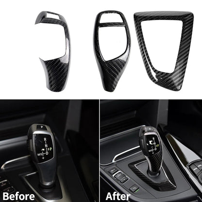 Real Carbon Fiber for BMW F30 F10 F15 F07 F20 F21 F22 F32 F34 F35 5GT Car Gear Shift Panel Frame Gear Knob Cover Head Trim