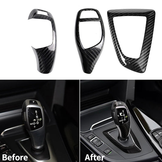Real Carbon Fiber for BMW F30 F10 F15 F07 F20 F21 F22 F32 F34 F35 5GT Car Gear Shift Panel Frame Gear Knob Cover Head Trim