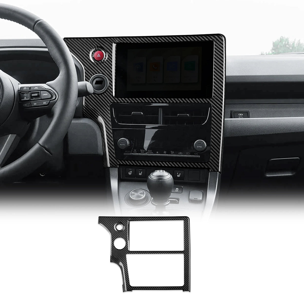 For 2025 2026 Toyota GR Yaris Hard Dry Carbon Fiber Center Console Navigation Screen Frame LHD Car Interior Trim Sticker - product view