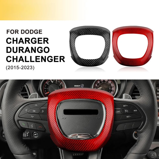 Steering Wheel Horn Cover For Dodge Charge/Durango/Challenger 2015-2023 Carbon FIber Airbag Cover Decoration Panel Shell