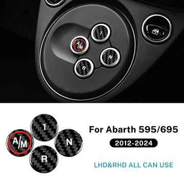 Black Hard Carbon Fiber Automatic Gear Shift Button Stickers For Abarth 595 695 2012-2024 Anti-scratch Interior Trim Accessories