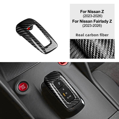 Real Dry Hard Carbon Fiber Automatic Gear Shift Knob Sticker For Nissan Z Z34/Fairlady Z 2023 2024 2025 2026 Accessories