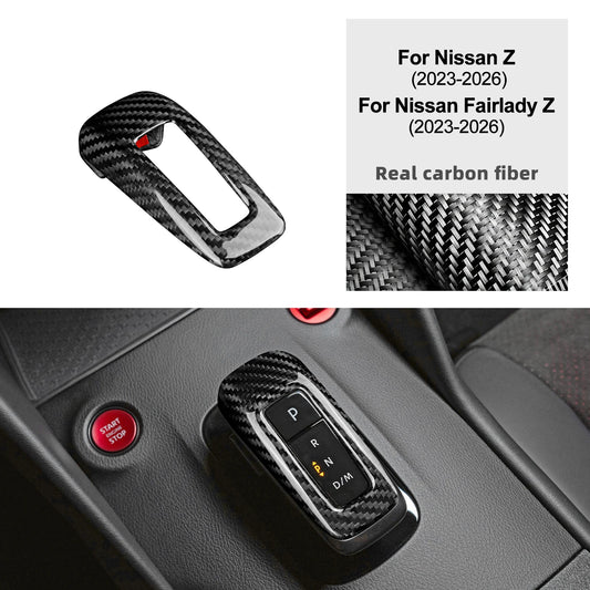 Real Dry Hard Carbon Fiber Automatic Gear Shift Knob Sticker For Nissan Z Z34/Fairlady Z 2023 2024 2025 2026 Accessories