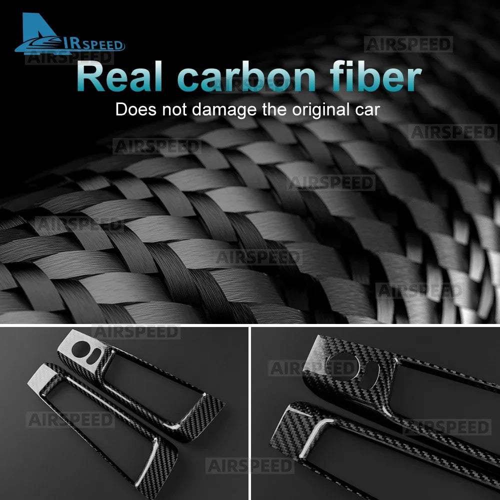 Real Hard Dry Carbon Fiber Sticker RHD For Fiat 500 Abarth 595 695 2008-2024 Car Rearview Mirror Adjustment Switch Storage Box - product view