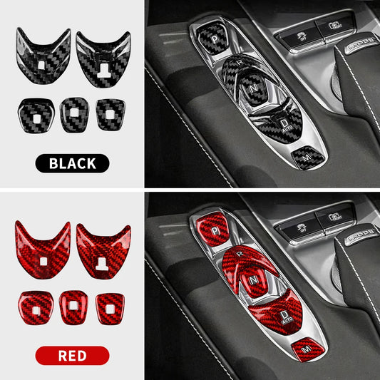 Real Hard Carbon Fiber For Chevrolet Corvette C8 2020 2021 2022 2023 Car Console Gear Shift Button Sticker Accessories