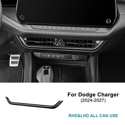 Sticker For Dodge Charger 2024 2025 2026 2027 Real Hard Dry Carbon Fiber Car Central Air Outlet Trim Strip Interior Accessories