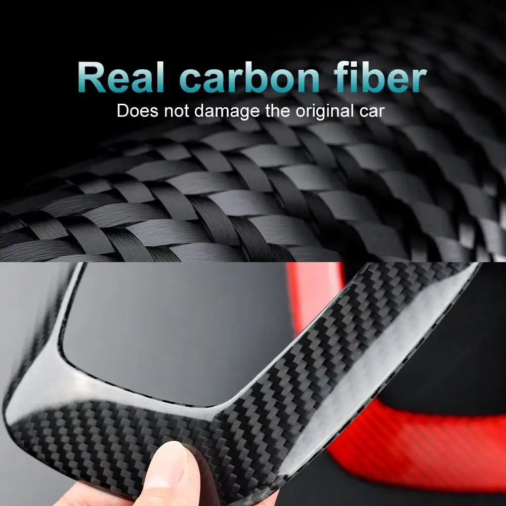 Real Hard Carbon Fiber Sticker For Tesla Model 3 Highland 2024 Car Steering Wheel Cover Interior Trim Accessories - detail view 4