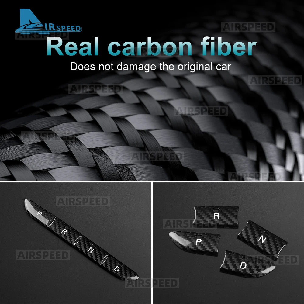Real Hard Dry Carbon Fiber For Fiat 500e 2020 2021 2022 2023 2024 2025 2026 Abarth 595e 2022-2026 Car Gear Button Frame Sticker - detail view 5