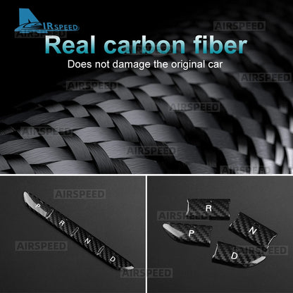Real Hard Dry Carbon Fiber For Fiat 500e 2020 2021 2022 2023 2024 2025 2026 Abarth 595e 2022-2026 Car Gear Button Frame Sticker - detail view 5