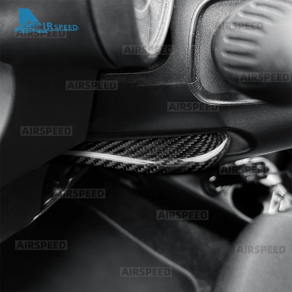 for Abarth 595 695 595C 695C 2012 2013 2014 2015 2016 -2024 Real Dry Carbon Fiber Car Steering Wheel Adjustment Lever Cover