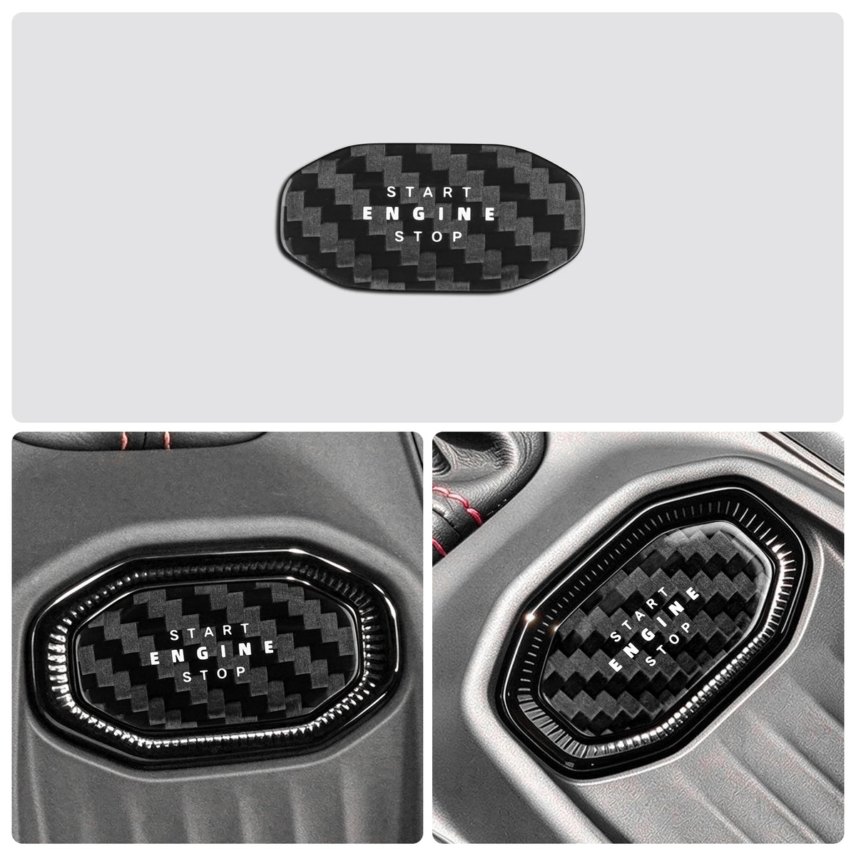 Sticker For Dodge Charger 2024 2025 2026 2027 Real Hard Dry Carbon Fiber Car Start Stop Button Frame Interior Accessories