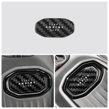 Sticker For Dodge Charger 2024 2025 2026 2027 Real Hard Dry Carbon Fiber Car Start Stop Button Frame Interior Accessories