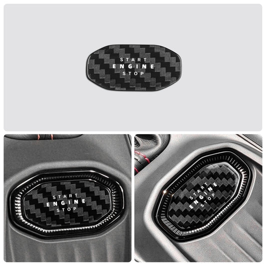 Sticker For Dodge Charger 2024 2025 2026 2027 Real Hard Dry Carbon Fiber Car Start Stop Button Frame Interior Accessories