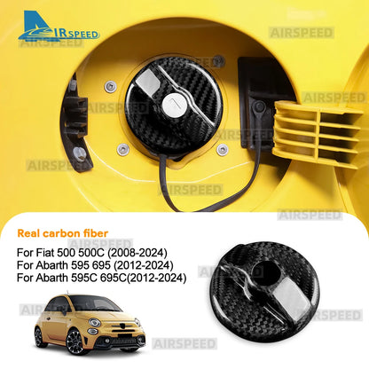 Real Dry Hard Carbon Fiber For Abarth 595 595C 695 695C 2012-2024/Fiat 500 500C 2008-2024 LHD RHD Car Inner Fuel Tank Cap Trim - product view
