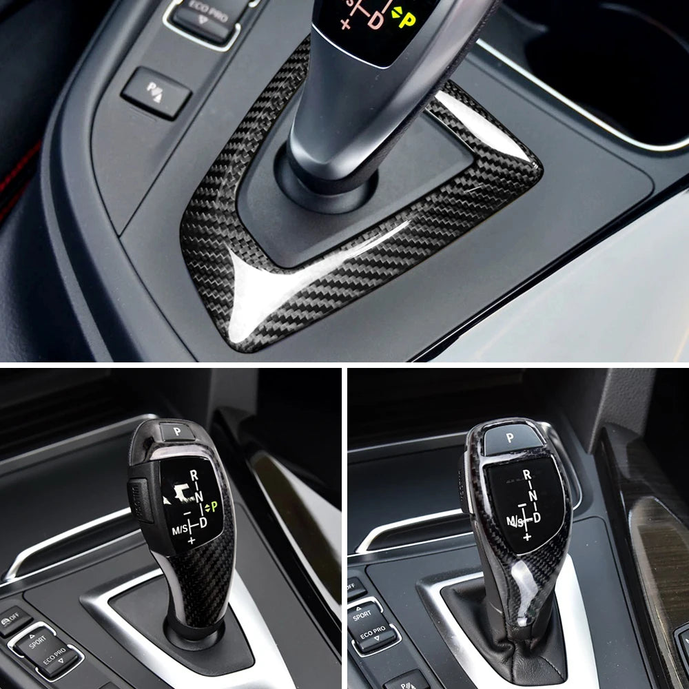 Real Carbon Fiber for BMW F30 F10 F15 F07 F20 F21 F22 F32 F34 F35 5GT Car Gear Shift Panel Frame Gear Knob Cover Head Trim