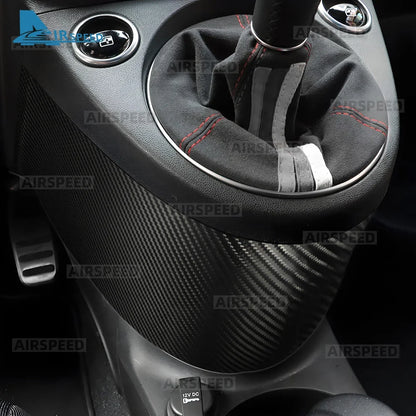 Real Carbon Fiber Car Gear Shift Panel Anti-Kick For Abarth 595 695 595C 695C/Fiat 500 2016 2017 2018 2019 2020-2024 3K Cloth - detail view 4