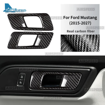 Real Dry Carbon Fiber Door Pull Handle Cover Trim for Ford Mustang 2015 2016 2017 2018 2019 2020 2021-2027 Interior Accessories