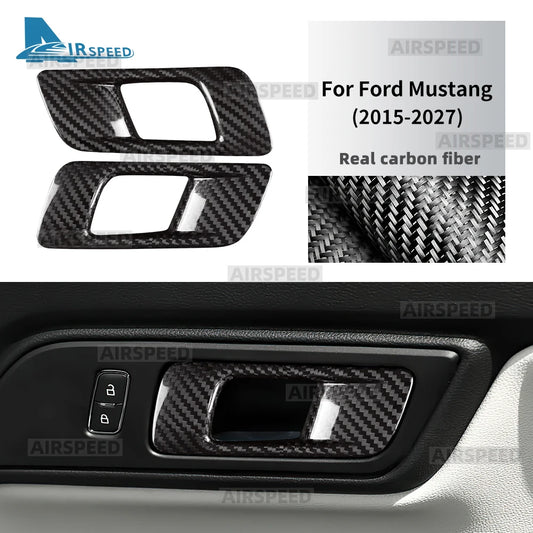 Real Dry Carbon Fiber Door Pull Handle Cover Trim for Ford Mustang 2015 2016 2017 2018 2019 2020 2021-2027 Interior Accessories - product view