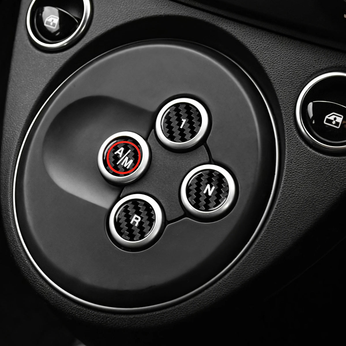 Black Hard Carbon Fiber Automatic Gear Shift Button Stickers For Abarth 595 695 2012-2024 Anti-scratch Interior Trim Accessories
