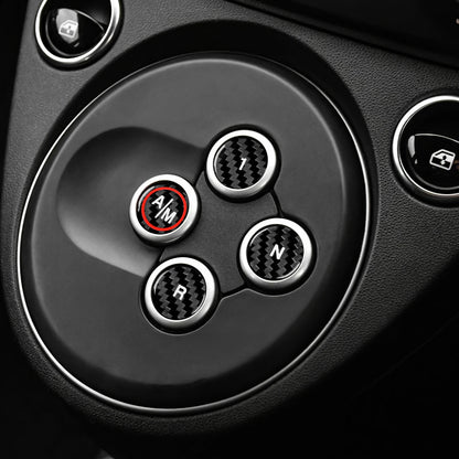 Black Hard Carbon Fiber Automatic Gear Shift Button Stickers For Abarth 595 695 2012-2024 Anti-scratch Interior Trim Accessories