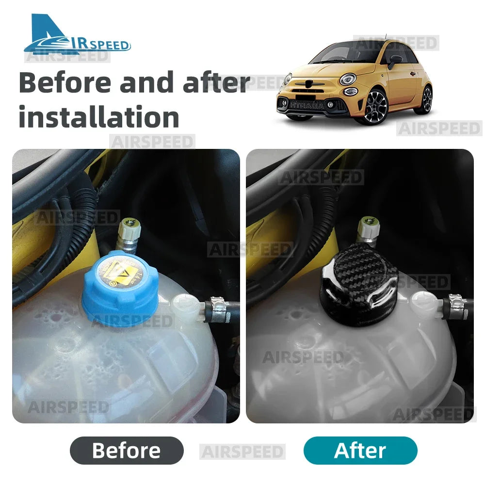 For Abarth 595 595C 695 695C /Fiat 500 500C 2016-2024 Real Dry Hard Carbon Fiber LHD RHD Car Coolant Cap Trim Cover Accessories - detail view 4