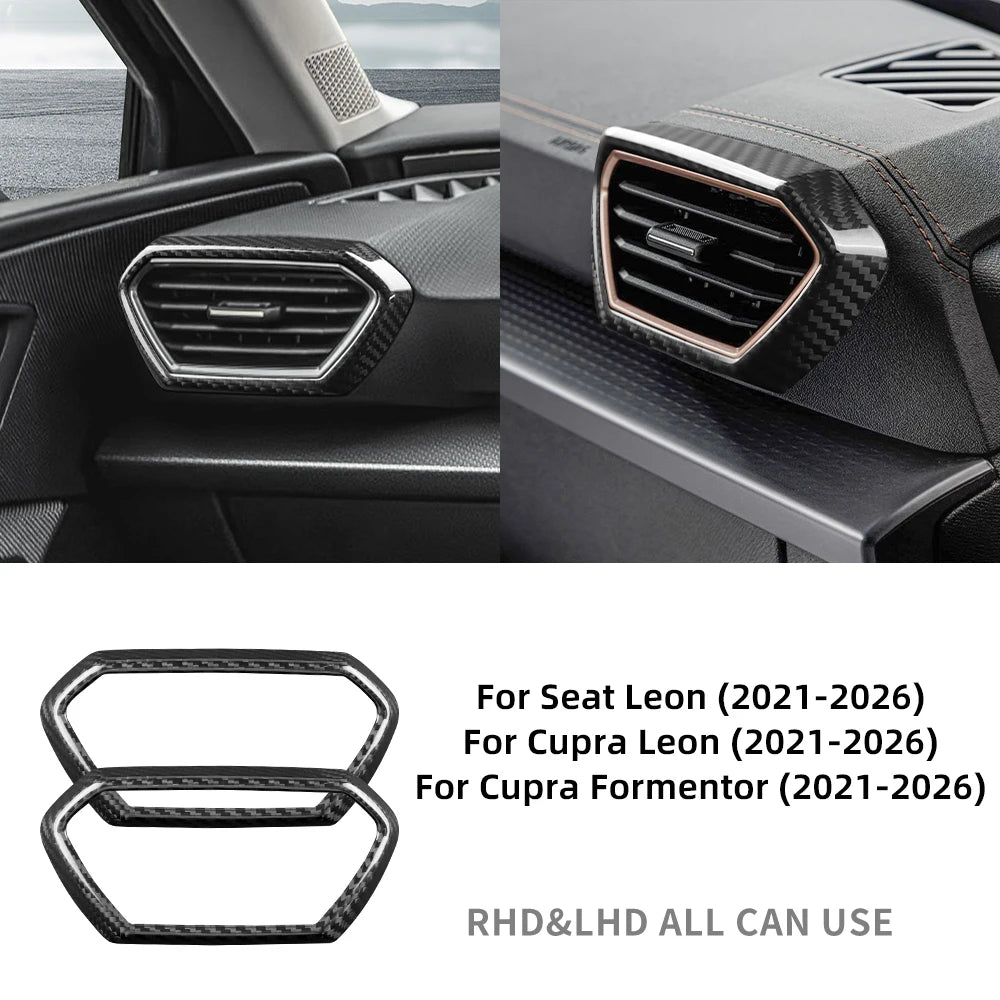 Hard Carbon Fiber Center Console Side Air Vent Frame Trim Cover For Seat Leon/Cupra Leon/Formentor 2021 2022 2023 2024 2025 2026 - detail view 7