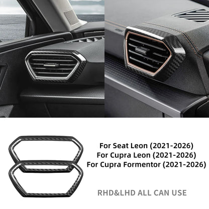 Hard Carbon Fiber Center Console Side Air Vent Frame Trim Cover For Seat Leon/Cupra Leon/Formentor 2021 2022 2023 2024 2025 2026 - detail view 7