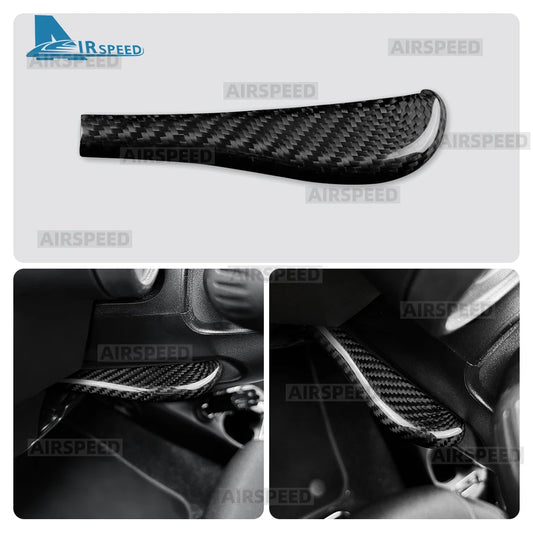 for Abarth 595 695 595C 695C 2012 2013 2014 2015 2016 -2024 Real Dry Carbon Fiber Car Steering Wheel Adjustment Lever Cover