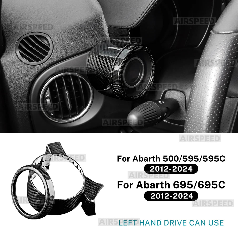 Real Dry Hard Carbon Fiber Sticker For Abarth 595 695 595C 695C 2012-2020 2021 2022 2023 2024 LHD Boost Gauge Cover Trim