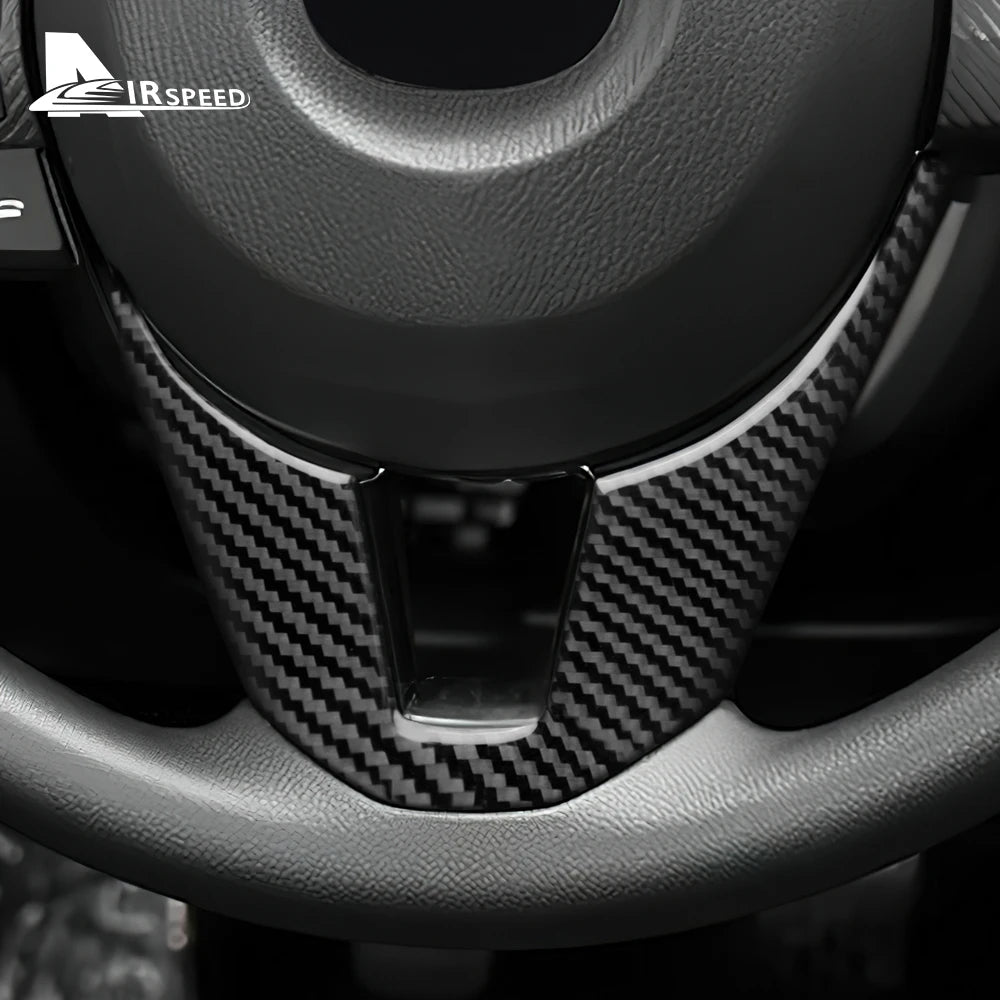Real Soft Carbon Fiber Sticker For Mazda 3 Axela 2014 2015 2016 LHD RHD Car Steering Wheel Bottom Trim Interior Accessories