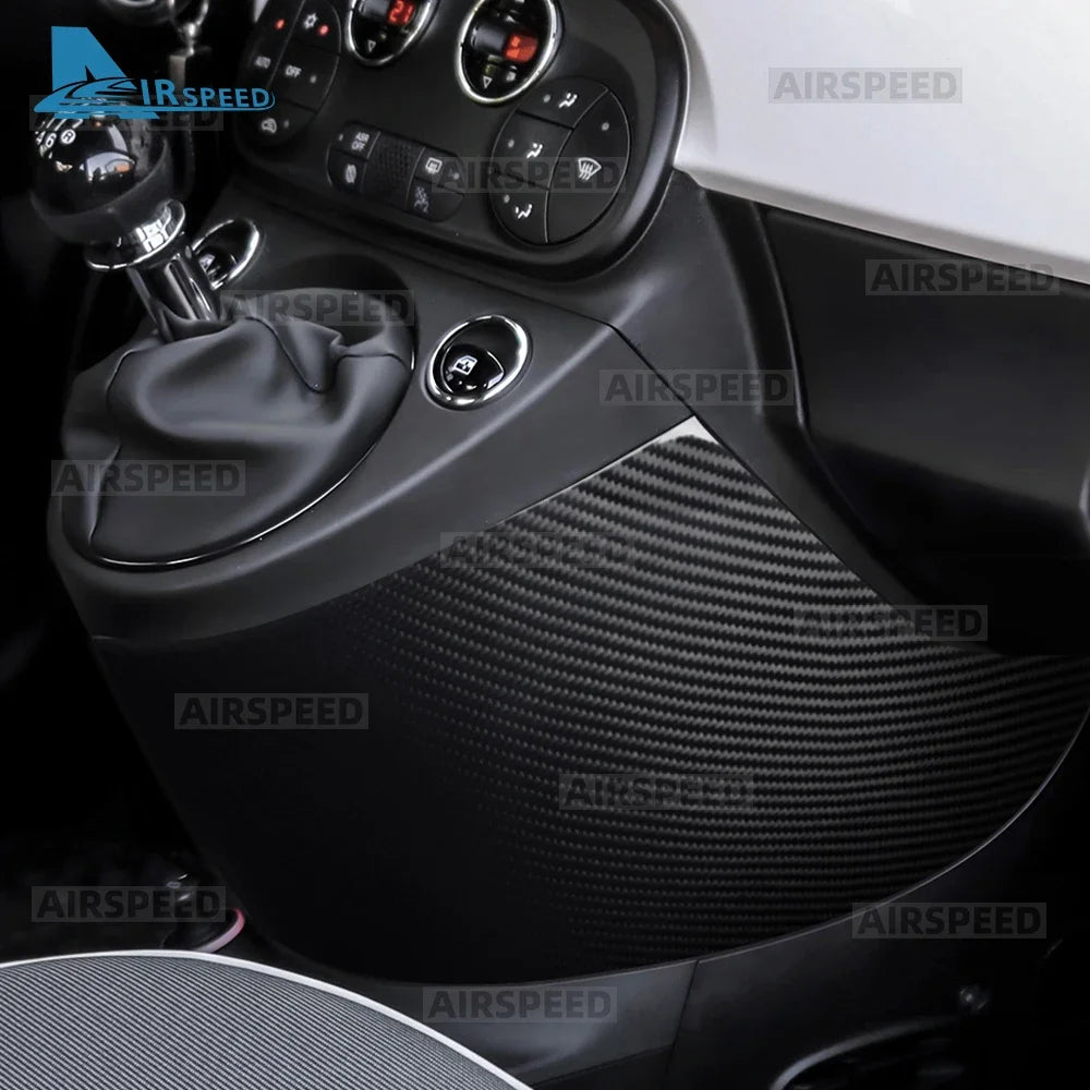 Real Carbon Fiber Car Gear Shift Panel Anti-Kick For Abarth 595 695 595C 695C/Fiat 500 2016 2017 2018 2019 2020-2024 3K Cloth - detail view 3