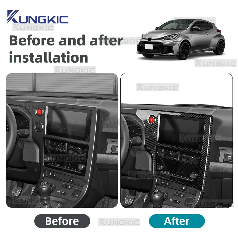 For 2025 2026 Toyota GR Yaris Hard Dry Carbon Fiber Center Console Navigation Screen Frame LHD Car Interior Trim Sticker - detail view 4