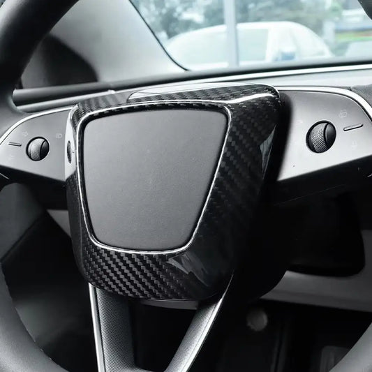 Real Hard Carbon Fiber Sticker For Tesla Model 3 Highland 2024 Car Steering Wheel Cover Interior Trim Accessories - detail view