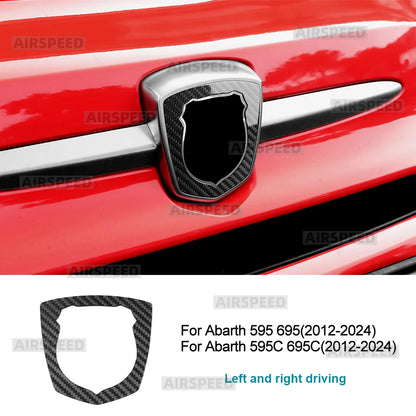 Real Dry Hard Carbon Fiber For Abarth 595 695 2012-2016 2017 2018 2019 2020 2021 2022 2023 2024 Front Badge Whiskers Logo Trim