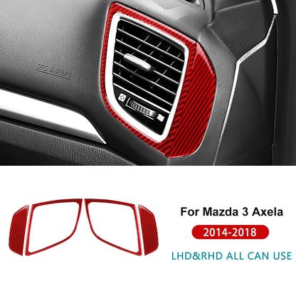 Real Carbon Fiber For Mazda 3 Axela 2014 2015 2016 2017 2018 LHD RHD Car Center Console Side Air Outlet Accessories Sticker