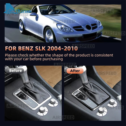 Real Hard Carbon Fiber Trim Cover For Mercedes Benz SLK R171 2004 2005 2006 2007-2010 Automatic Car Central Control Gear Panel