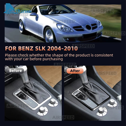 Real Hard Carbon Fiber Trim Cover For Mercedes Benz SLK R171 2004 2005 2006 2007-2010 Automatic Car Central Control Gear Panel