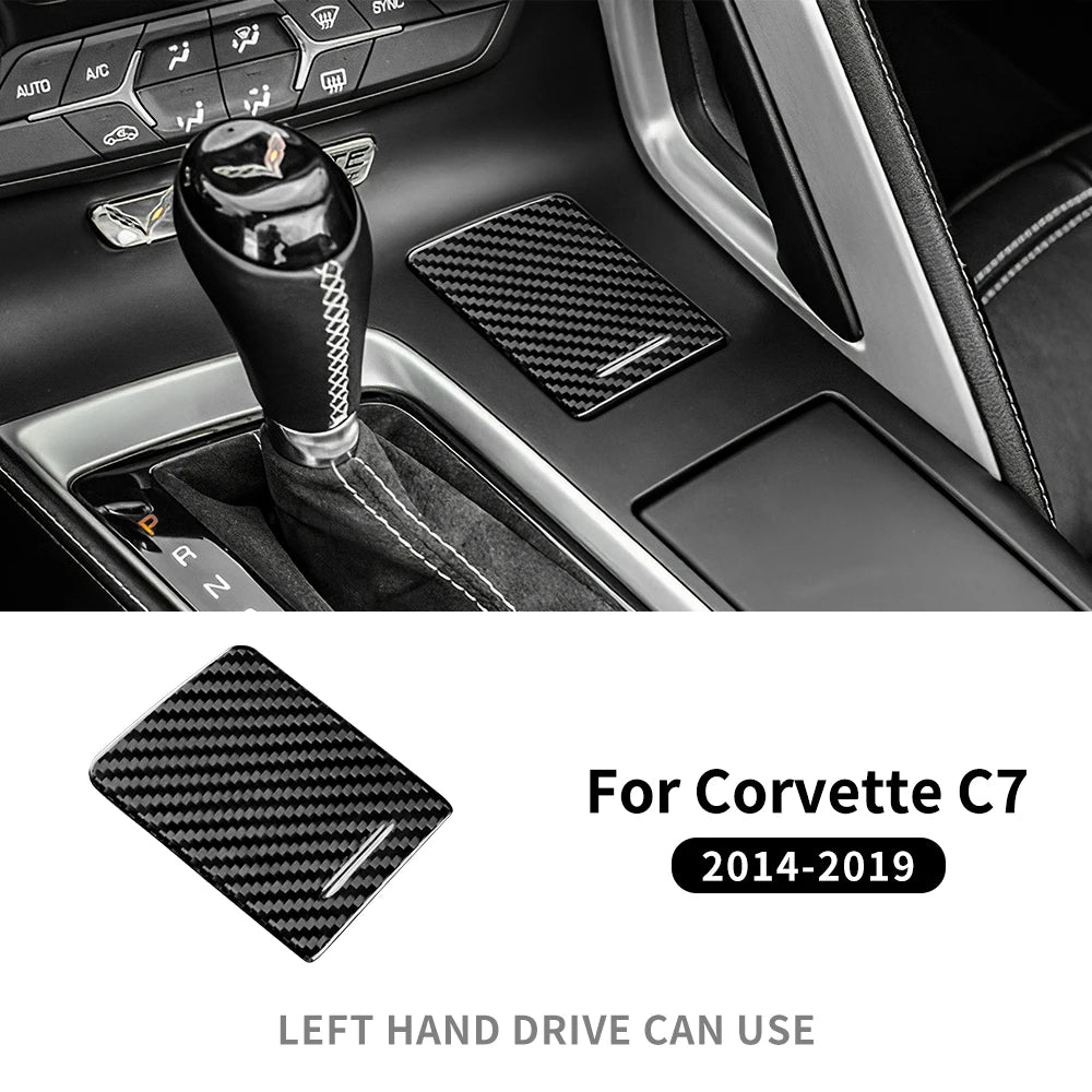 Real Hard Carbon Fiber Sticker For Chevrolet Corvette C7 2014 2015 2016 2017 2018 2019 Cigaratte Lighter Interior Accessories