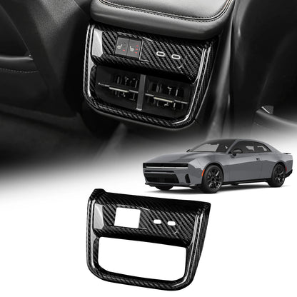 Sticker For Dodge Charger 2024 2025 2026 2027 Car Rear Air Outlet Frame Real Hard Dry Carbon Fiber Trim Interior Accessories